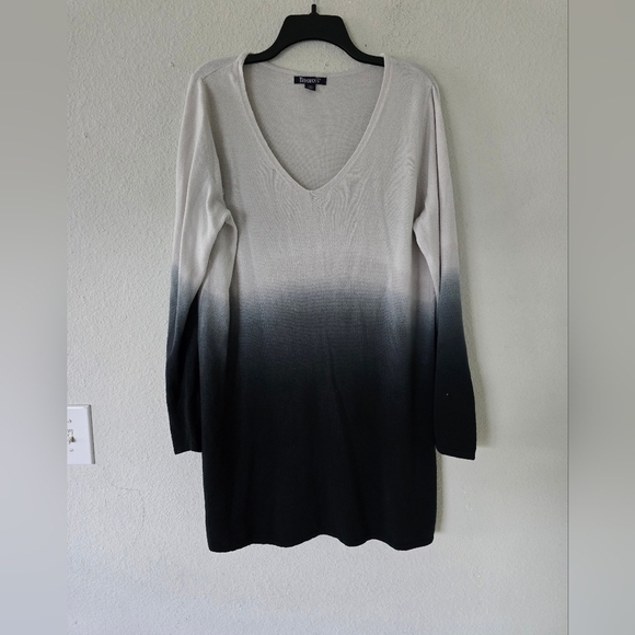 Roamans Womens Oyster Ombré Ribbed Sweater Dress Sz M Long Sleeve Knit - Picture 3 of 10